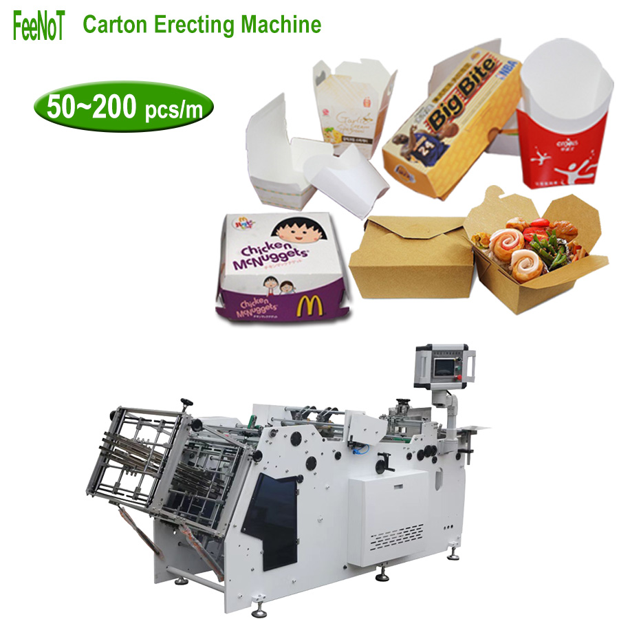 Carton erecting machine - disposable food box making machine