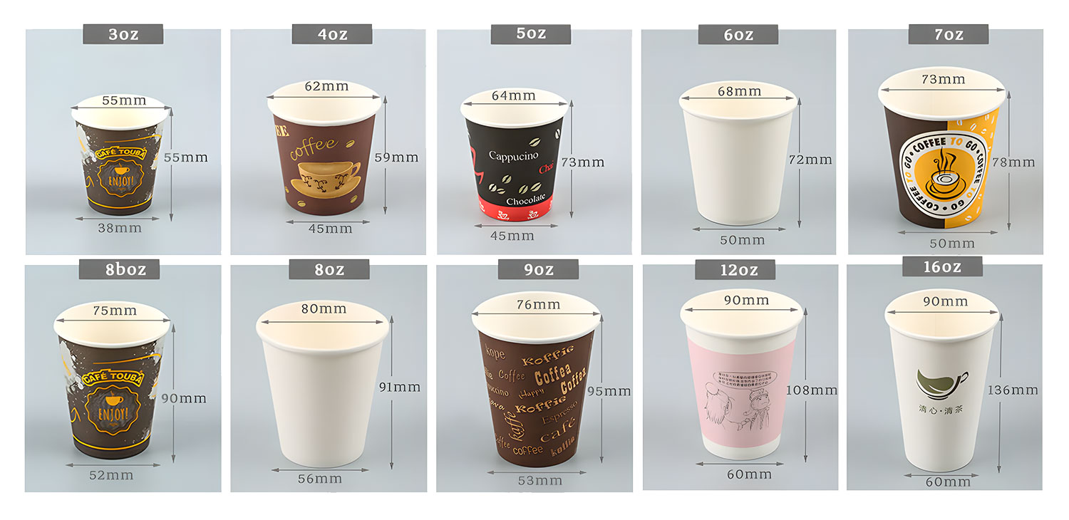 paper cup size 3 4 5 6 7 8 9 12 16oz