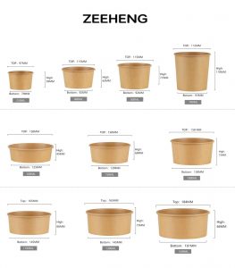 salad paper bowl container size dimensions
