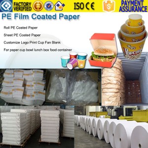 PE film coated paper for paper cup, single PE film coated paper, double PE film coated paper