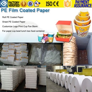 PE film coated paper for cup price cost