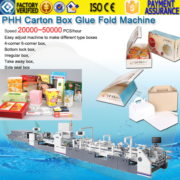 High speed 6 corner paper box glue fold machine PHH-1100