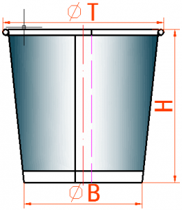 Paper Cup Drawing Design Dimension, Cup size limit