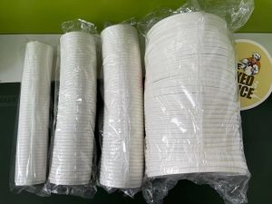 stack paper cup bowl lid cover cap film packing bag